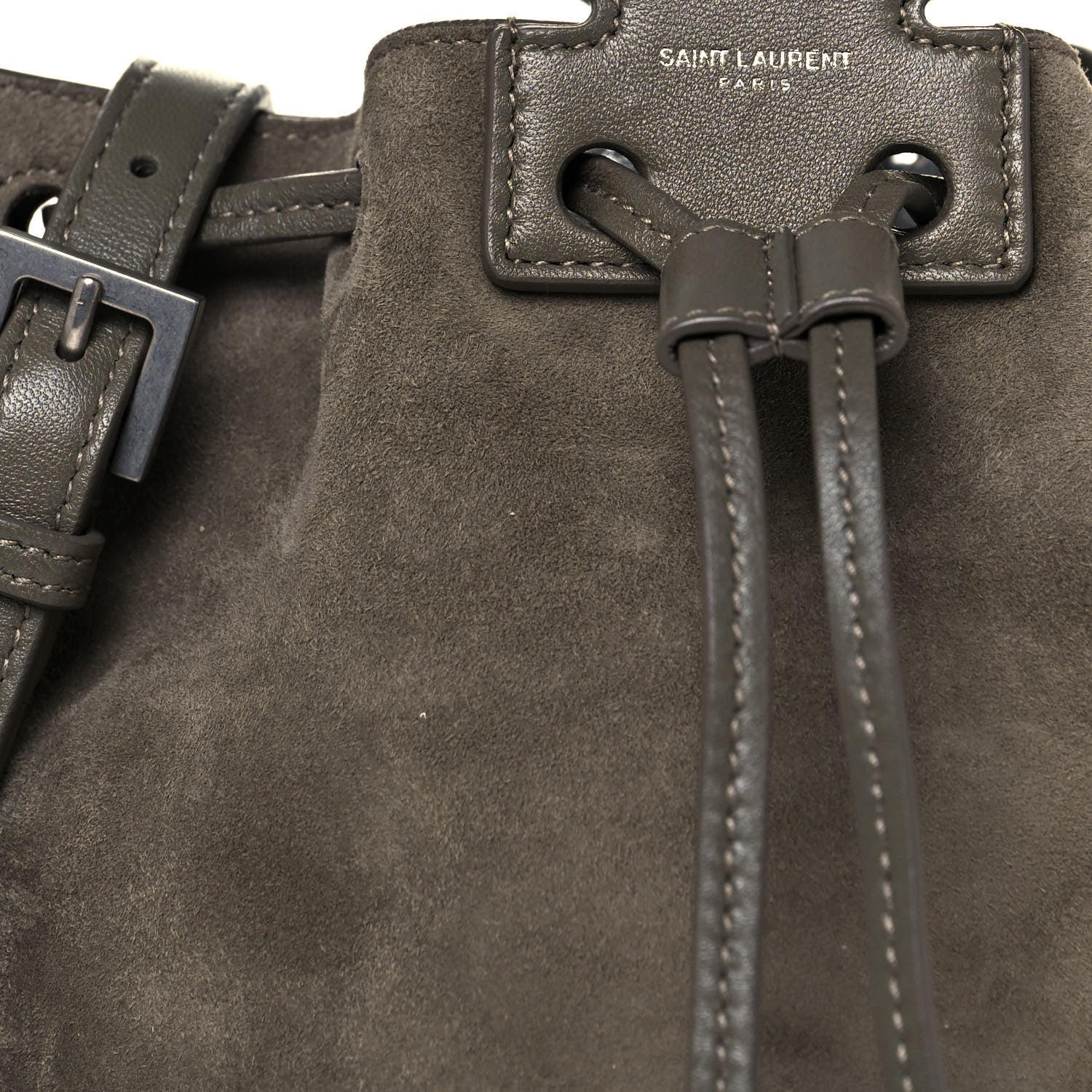 Saint Laurent Suede Calfskin Small Anja Bucket Grey 8 of 12