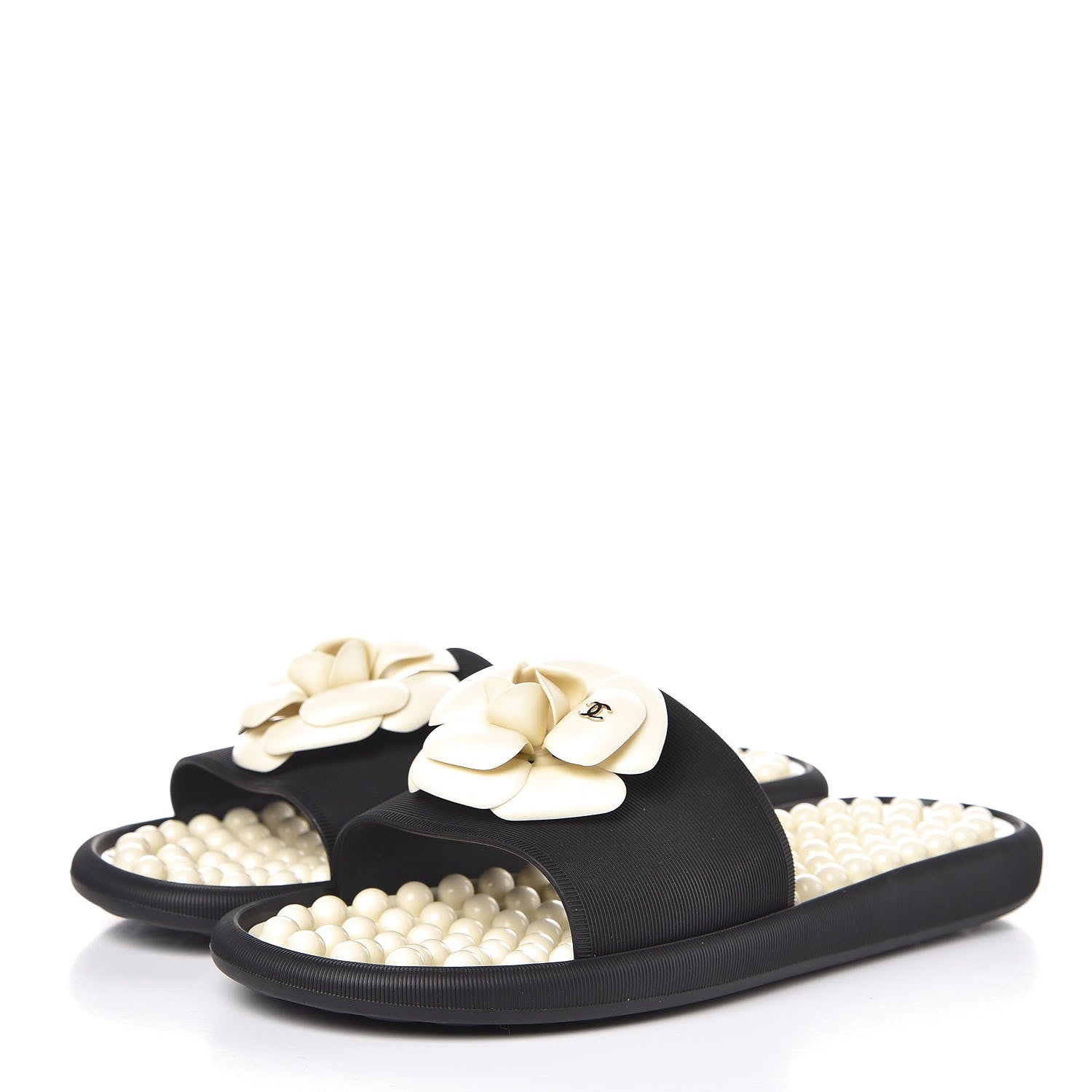 Chanel Thermoplastic PVC Camellia Mule Sandals 40 Black Ivory 3 of 8