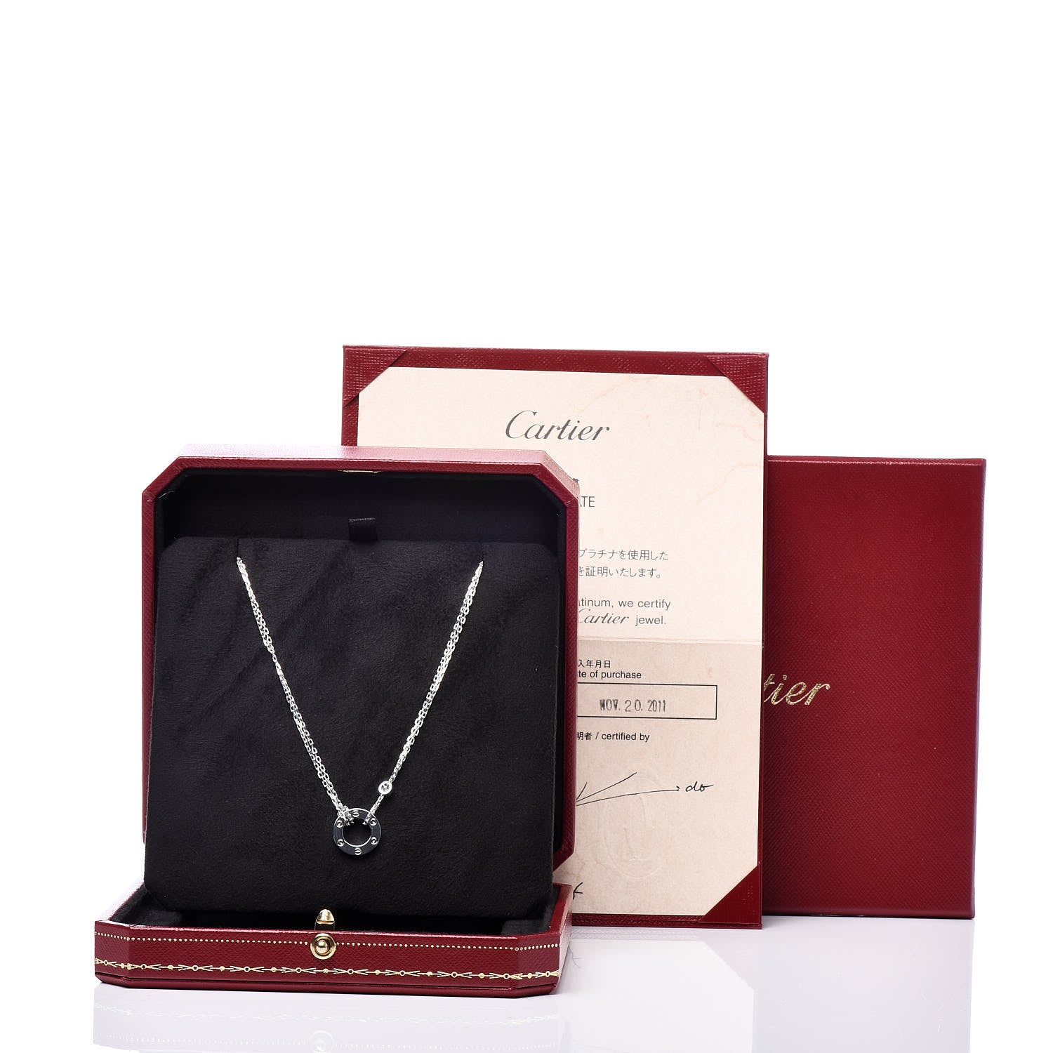 Cartier 18K White Gold 2 Diamond LOVE Necklace 9 of 9