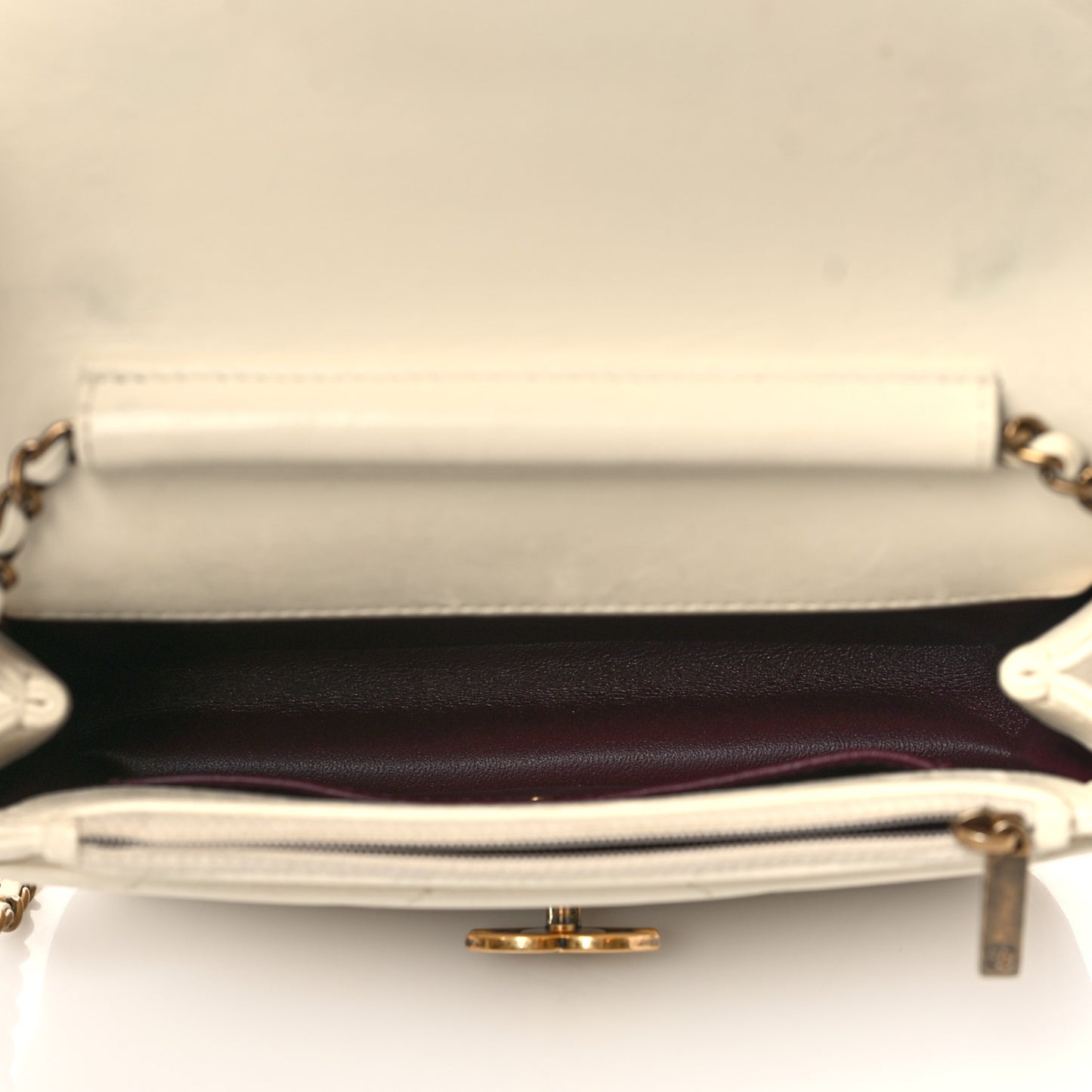 Lambskin Chevron Mini Coco Envelope Flap White