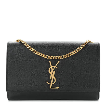 Saint Laurent Grain De Poudre Medium Classic Monogram Kate Satchel Black 1 of 9