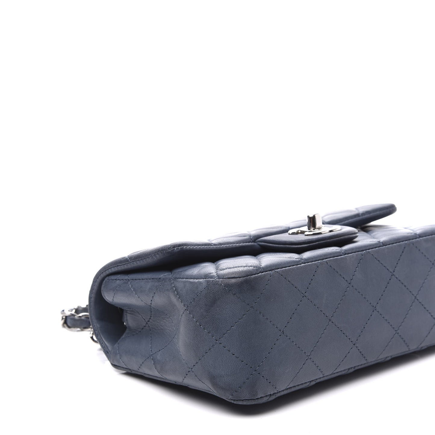 Lambskin Quilted Mini Rectangular Flap Dark Blue