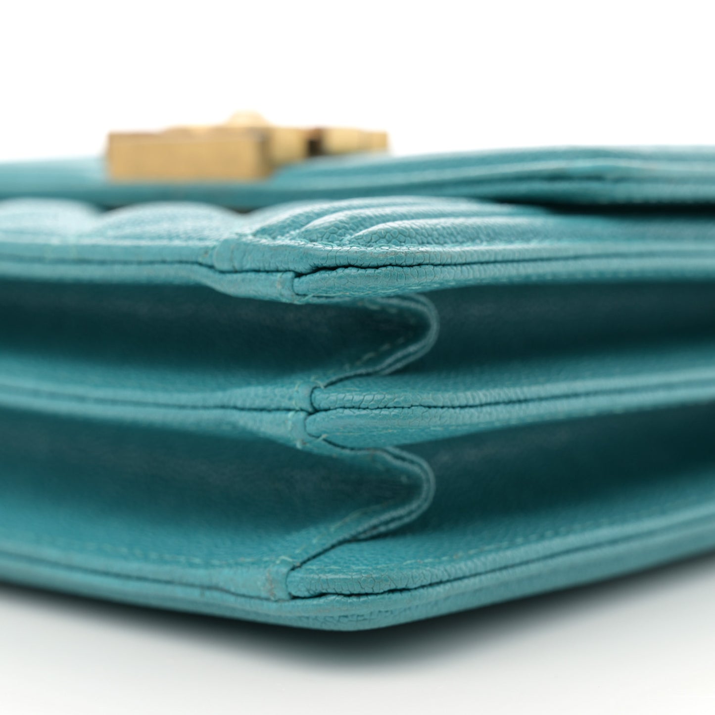 Caviar Quilted North South Boy Flap Turquoise