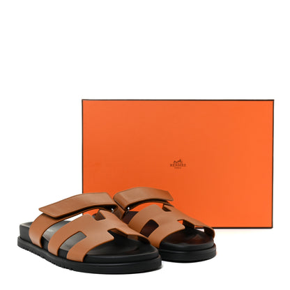 Hermes Calfskin Womens Chypre Sandals 39 Gold 16 of 16