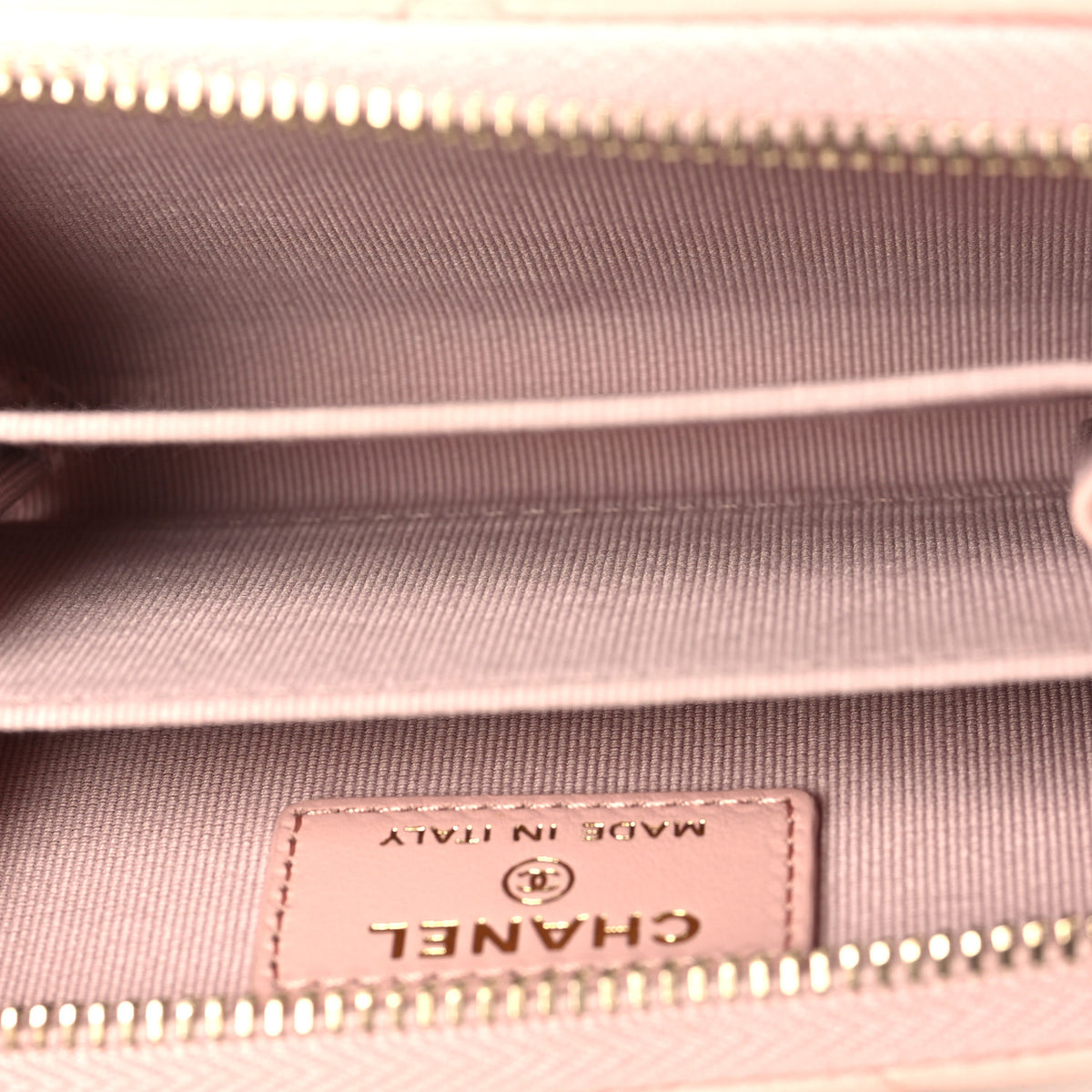 Lambskin Quilted 19 Zip Around Coin Purse Wallet Light Pink