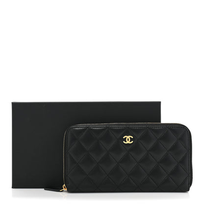 Chanel Lambskin Quilted Large Gusset Zip Around Wallet Black 14 of 14