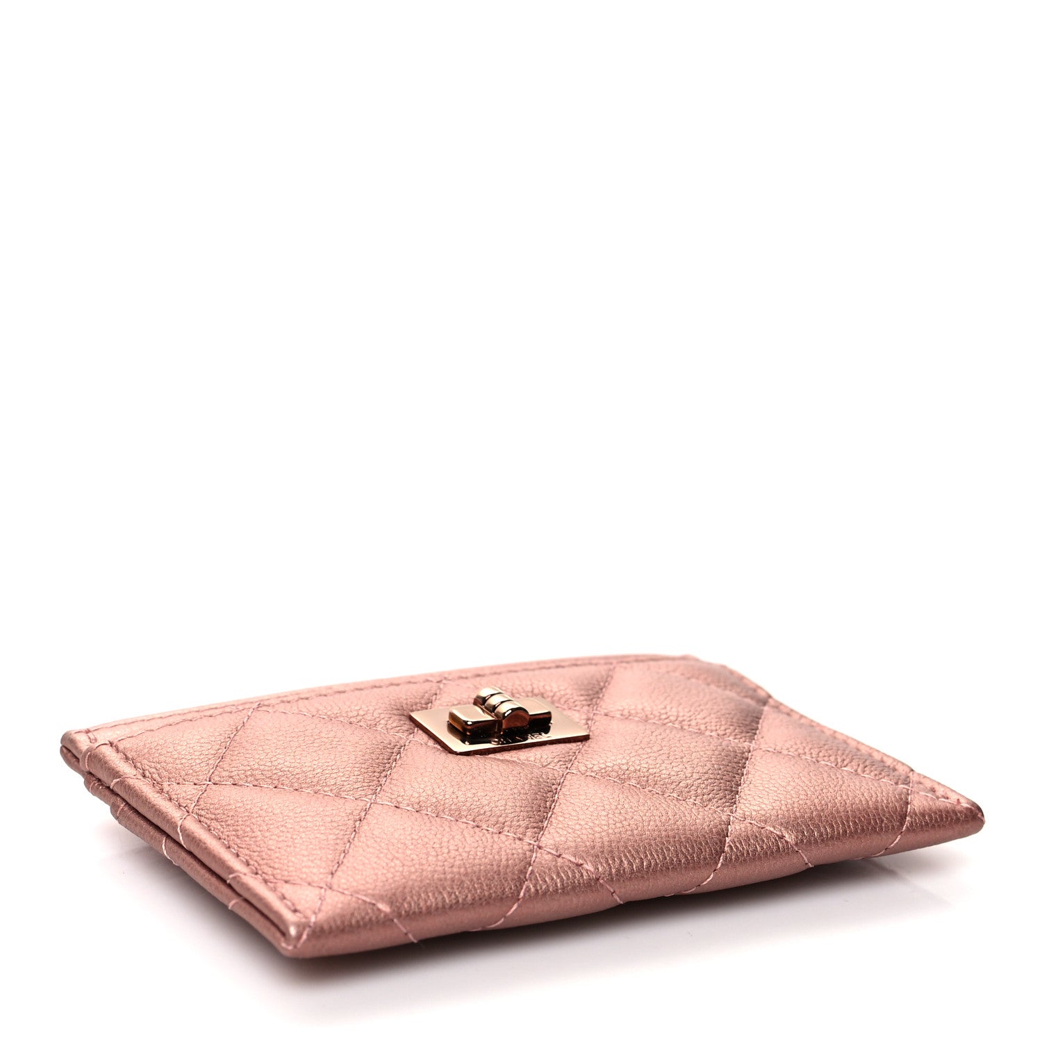 Chanel Metallic Caviar Quilted Reissue Card Holder Copper Pink 4 of 9