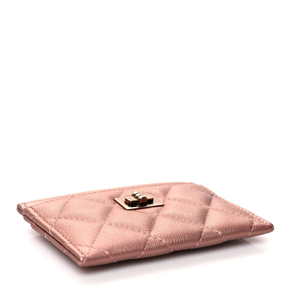 Chanel Metallic Caviar Quilted Reissue Card Holder Copper Pink 4 of 9