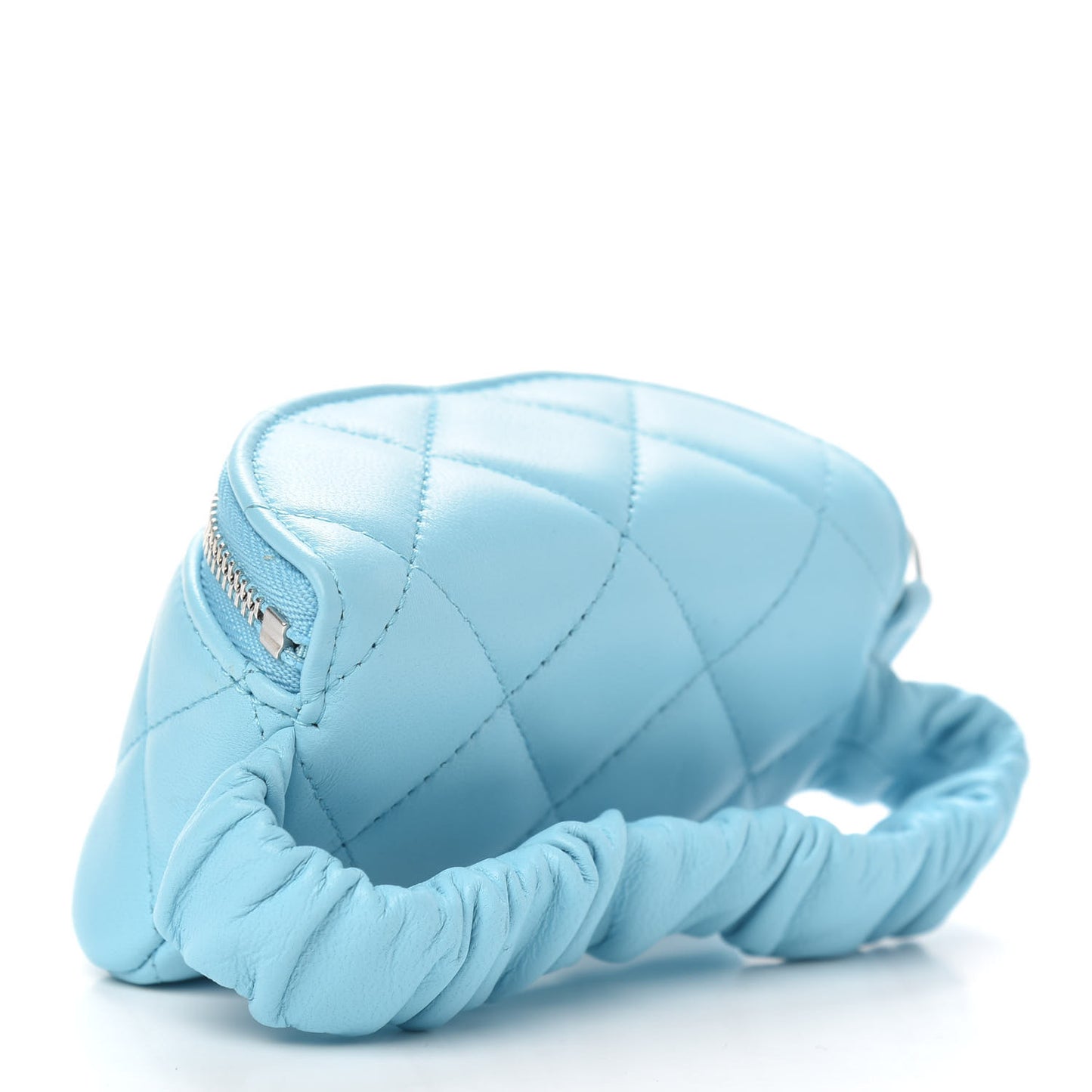 Lambskin Quilted Arm Coin Purse Neon Blue