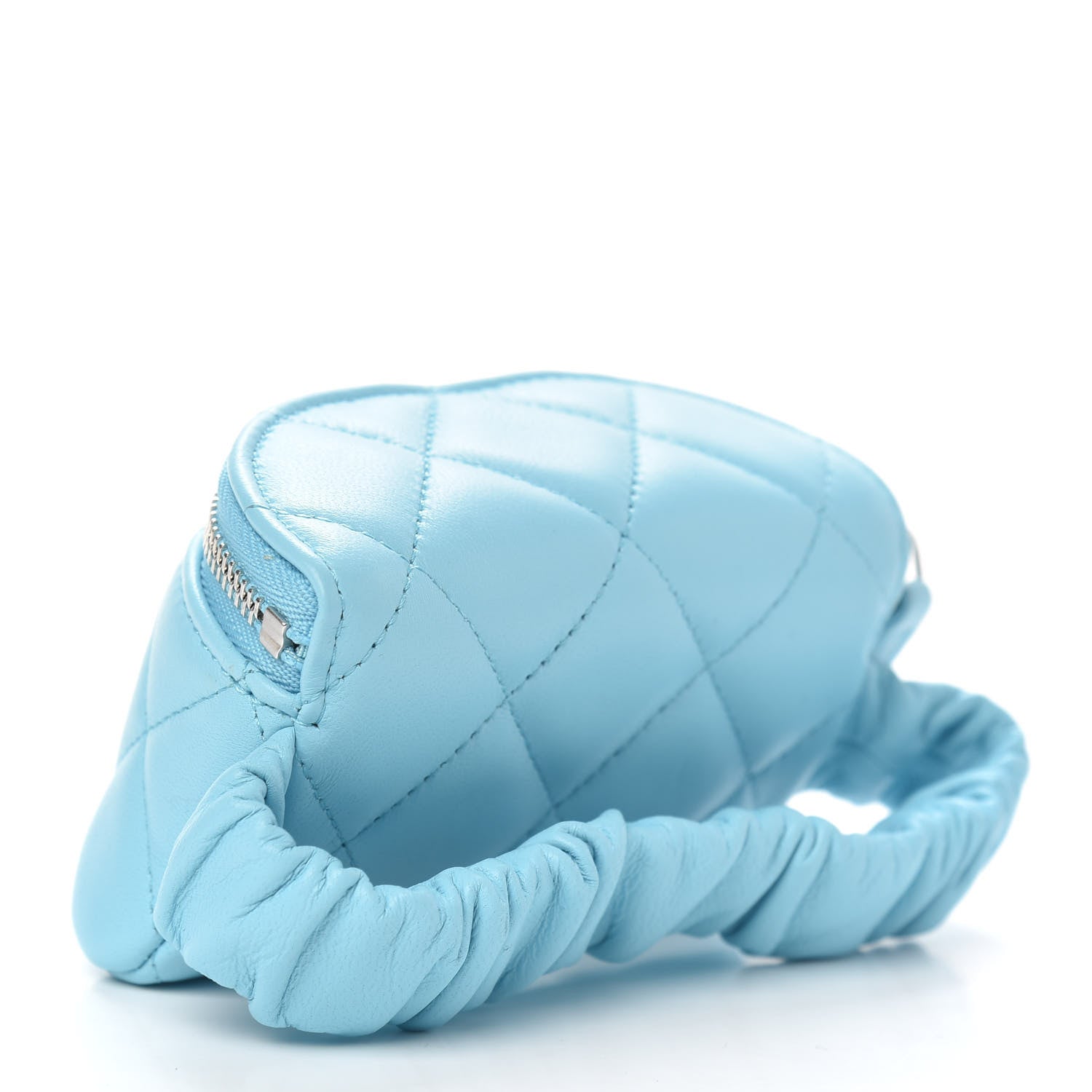 Chanel Lambskin Quilted Arm Coin Purse Neon Blue 3 of 8