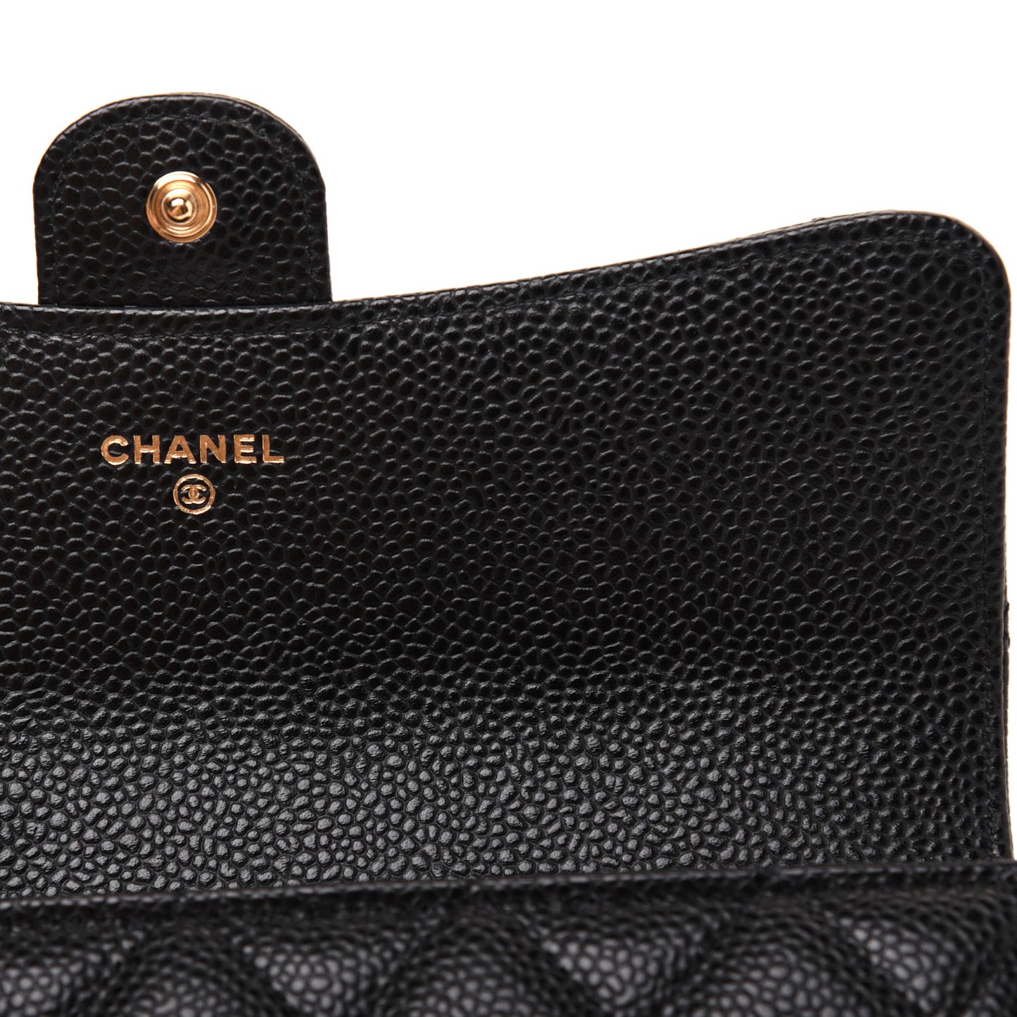 Caviar Quilted Large Gusset Flap Wallet Black