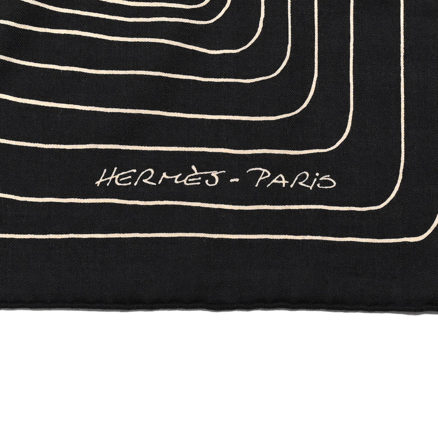 Hermes Cashmere Silk Pegase Paysage Shawl 140 Black Beige 2 of 5