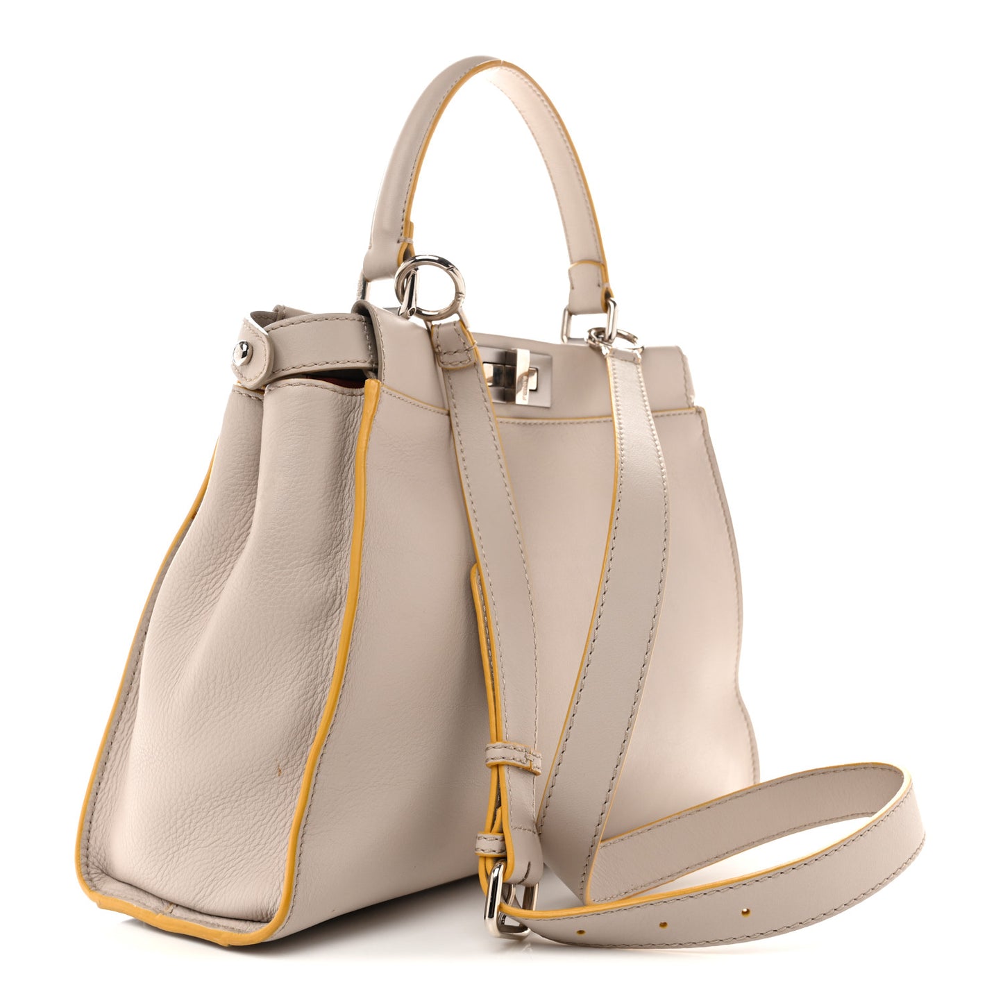 Vitello Seta Burro Medium Peekaboo Iconic Satchel Grigio Polvere Mattone