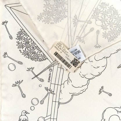 Hermes Silk Flagship Scarf 90 White Black Gris 3 of 3