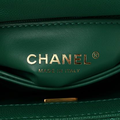 Chanel Caviar Quilted Extra Mini Coco Handle Flap Green 6 of 10