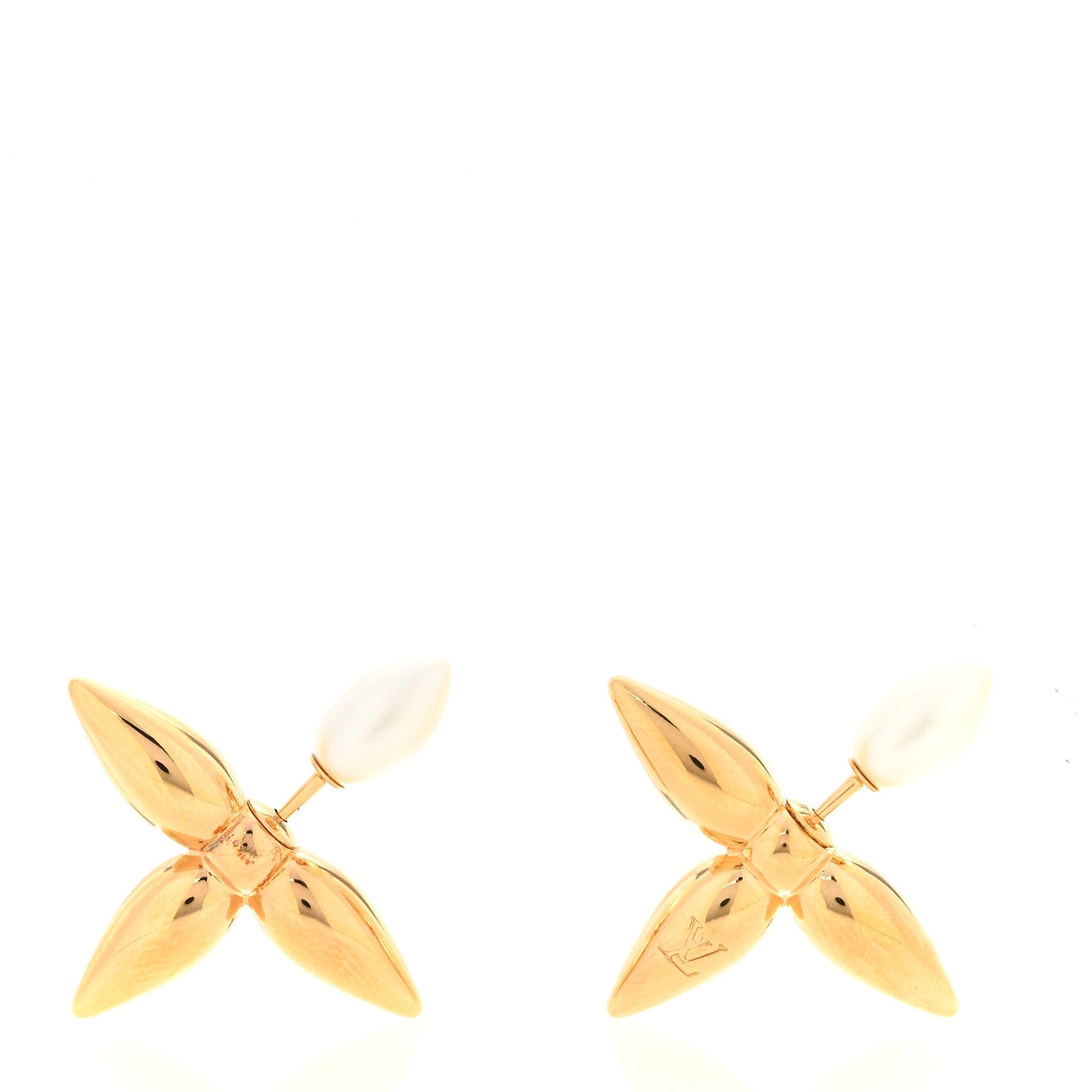 Louis Vuitton Pearl Louisette By Night Earrings Gold 1 of 4