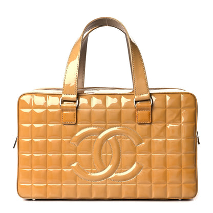 Chanel Patent Quilted Chocolate Bar Bowler Beige 1 of 12