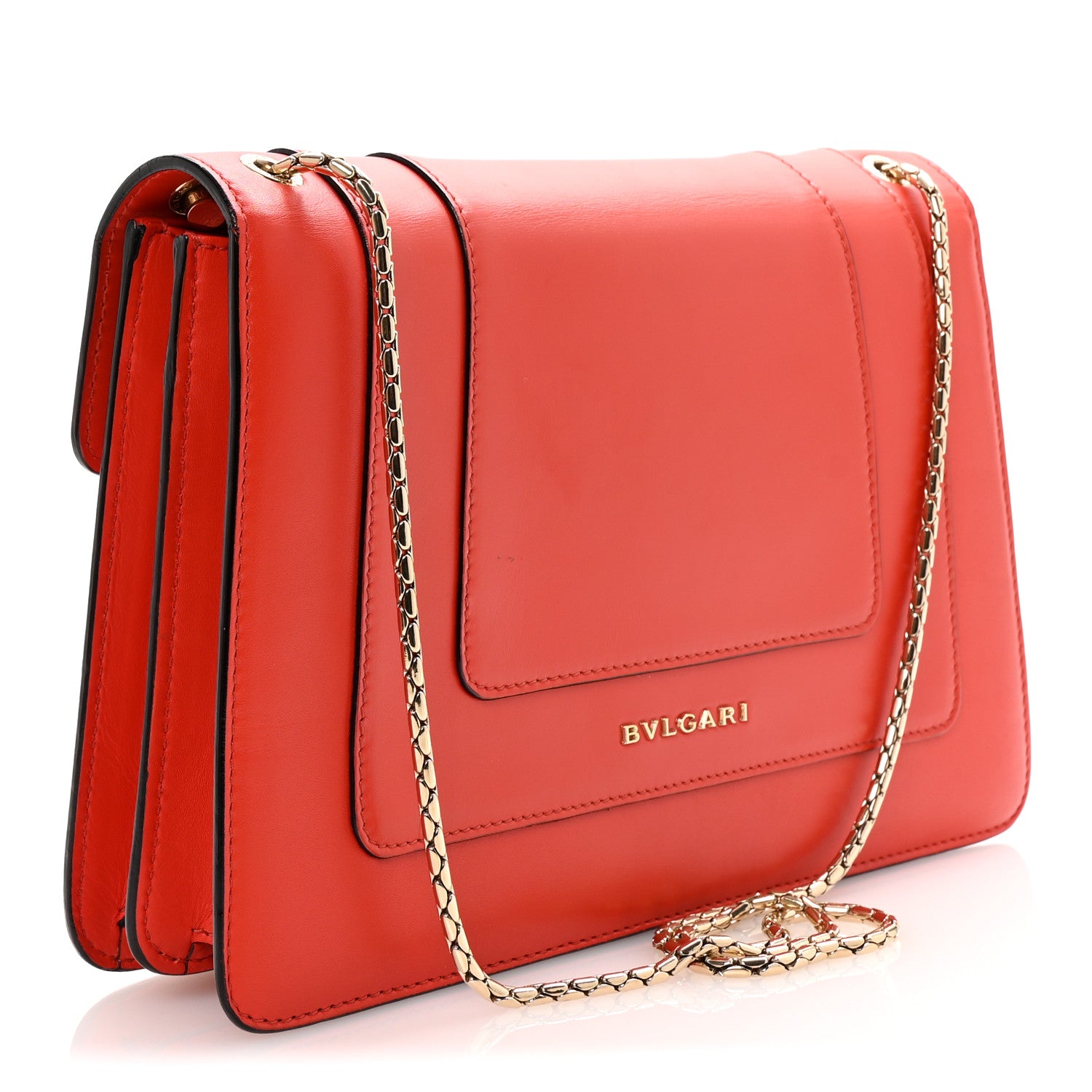 Bulgari Calfskin Serpenti Forever Shoulder Bag Red 3 of 9