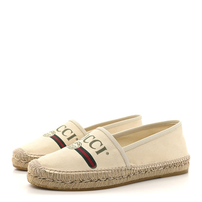 Gucci Canvas Logo Espadrilles 39.5 Greggio White 4 of 10