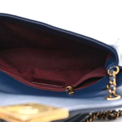Chanel Lambskin Chevron Quilted Small Pyramid CC Flap Navy 5 of 10