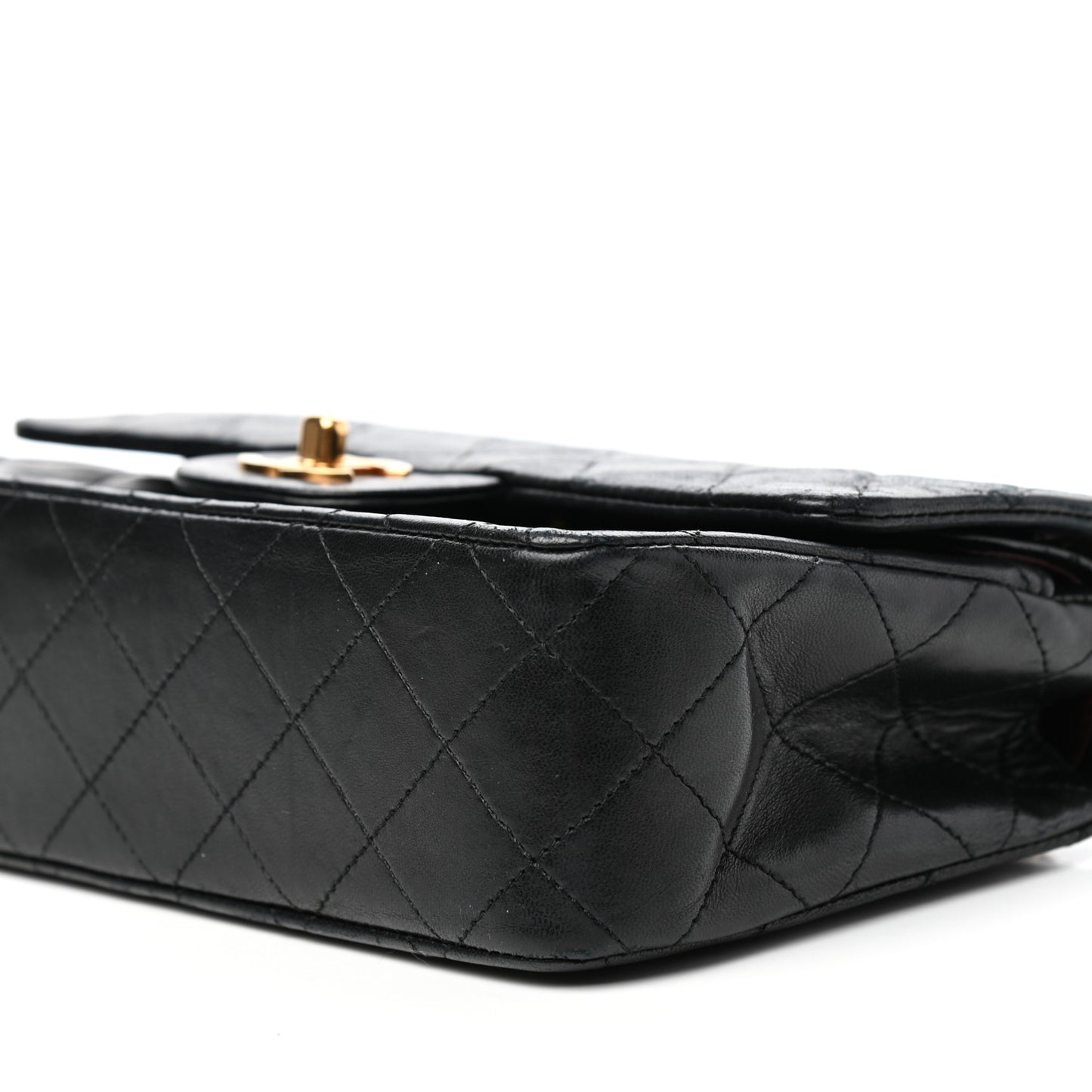 Lambskin Quilted Small Double Flap Black