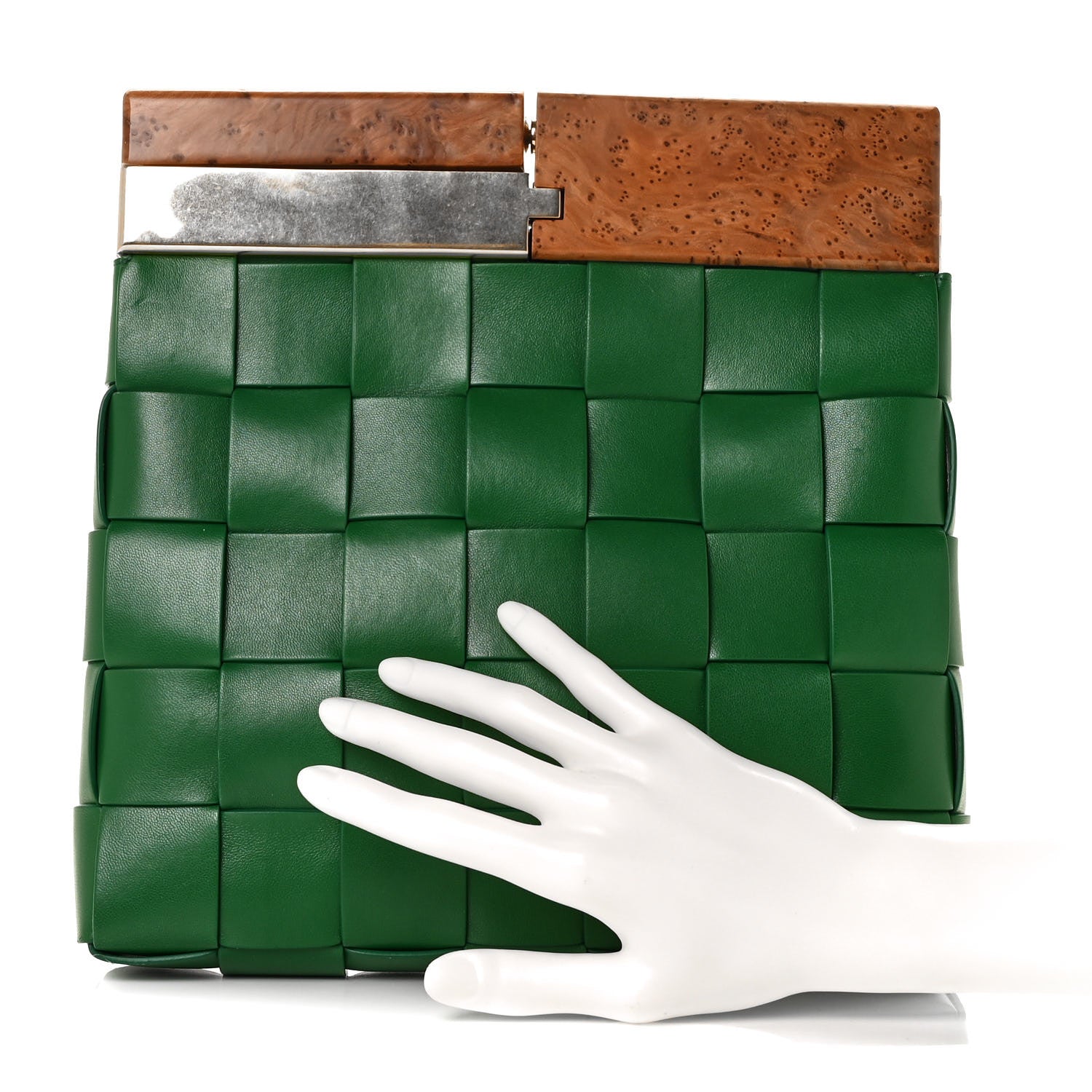 Bottega Veneta Nappa Intrecciato The Snap Clutch Racing Green 3 of 18