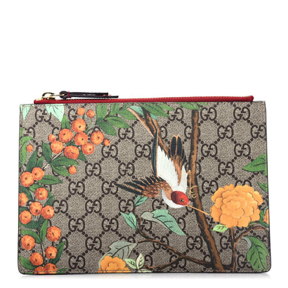 Gucci GG Supreme Monogram Tian Zip Pouch Beige Multicolor Red 1 of 7