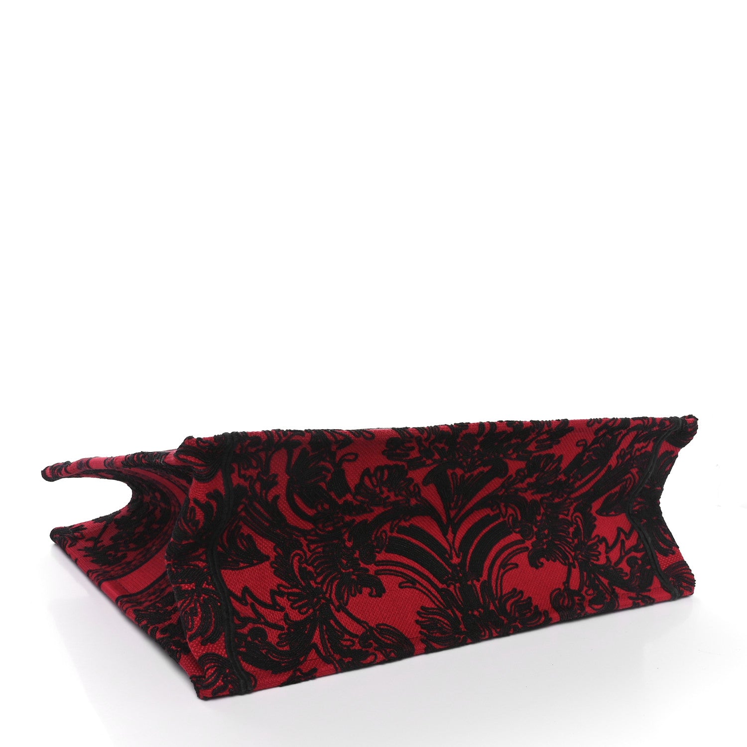 Christian Dior Canvas Embroidered Large Ornamental Cornely Effect Book Tote Red Black 4 of 10