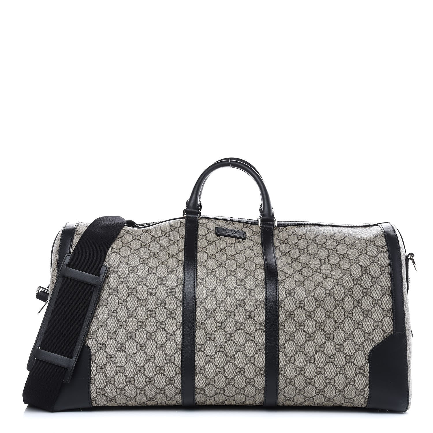 Gucci GG Supreme Monogram Selleria Calfskin Large Duffle Beige Ebony Black 1 of 11
