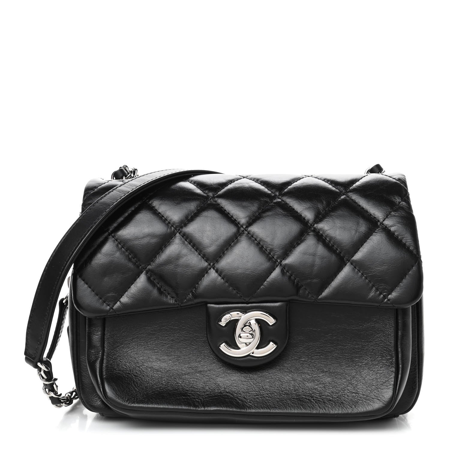 Chanel Aged Calfskin Quilted Express Zip Around Flap Black 1 of 4