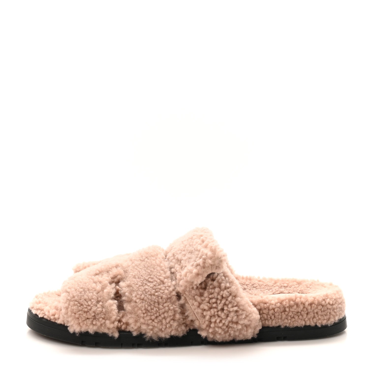 Hermes Woolskin Womens Chypre Sandals 38.5 Bois De Santal 1 of 9