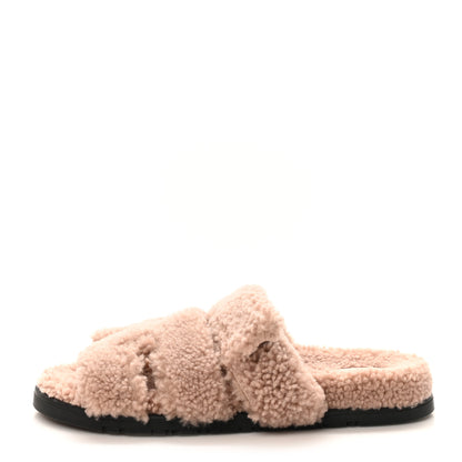 Hermes Woolskin Womens Chypre Sandals 38.5 Bois De Santal 1 of 9