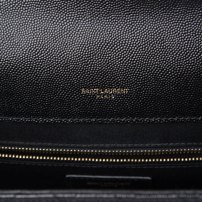 Saint Laurent Grain De Poudre Textured Mixed Matelasse Large Triquilt Monogram Satchel Black 6 of 14