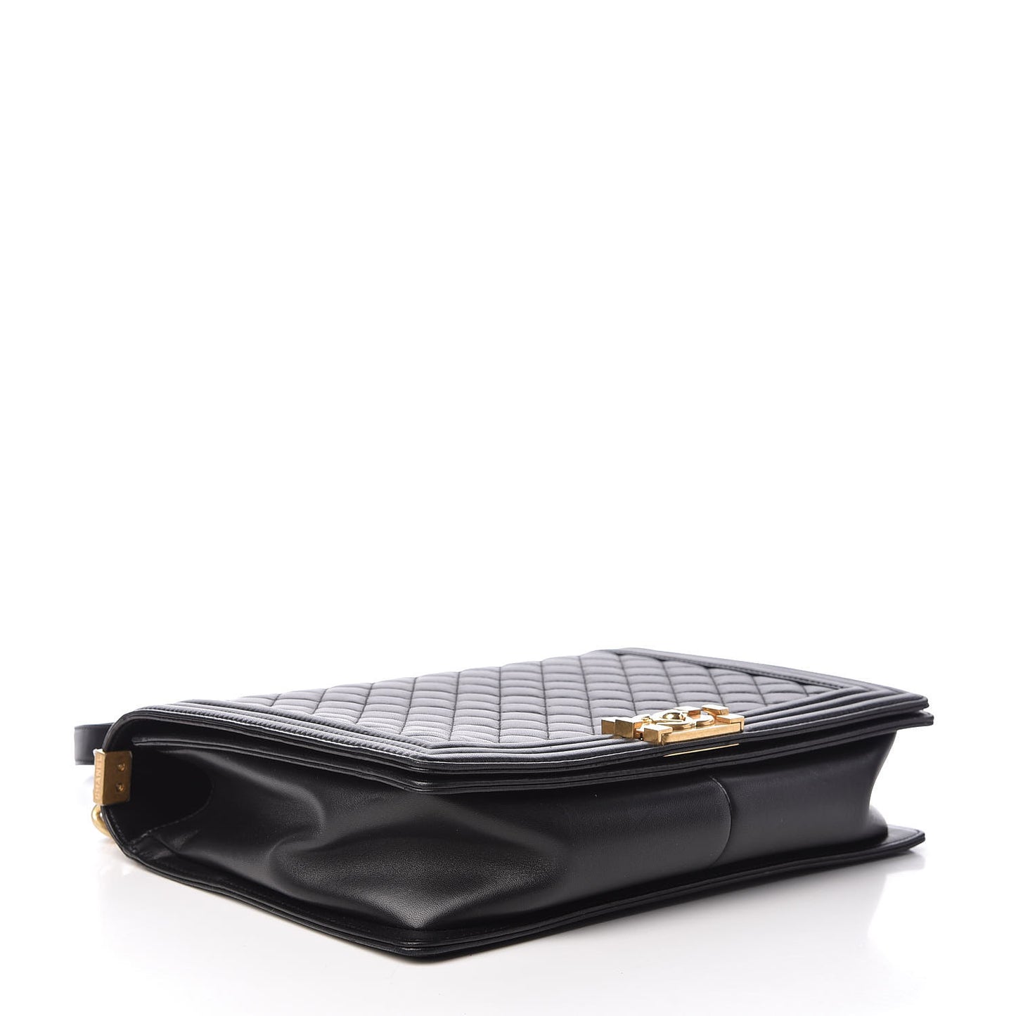 Lambskin Quilted Large Boy Flap Black