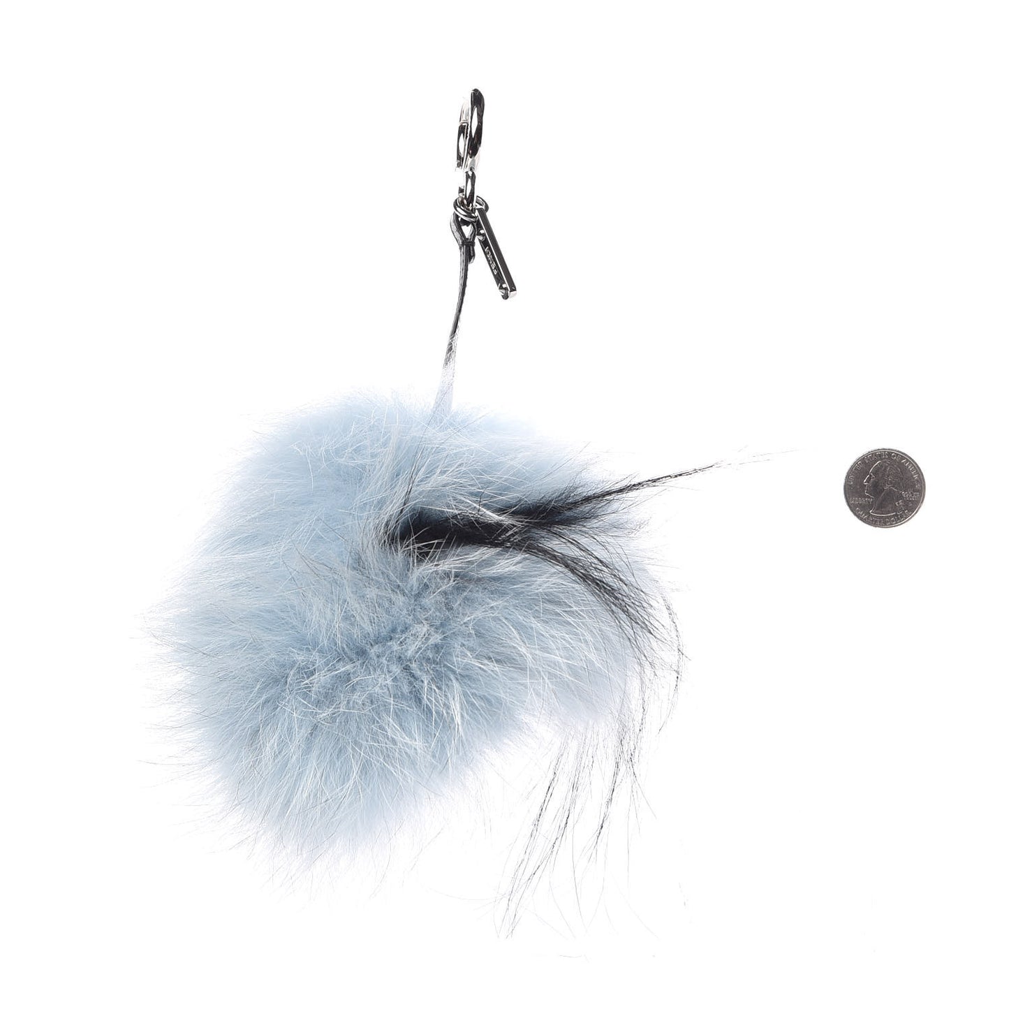 Fox Mink Rabbit Fur Maddie Monster Bag Bug Charm Light Blue