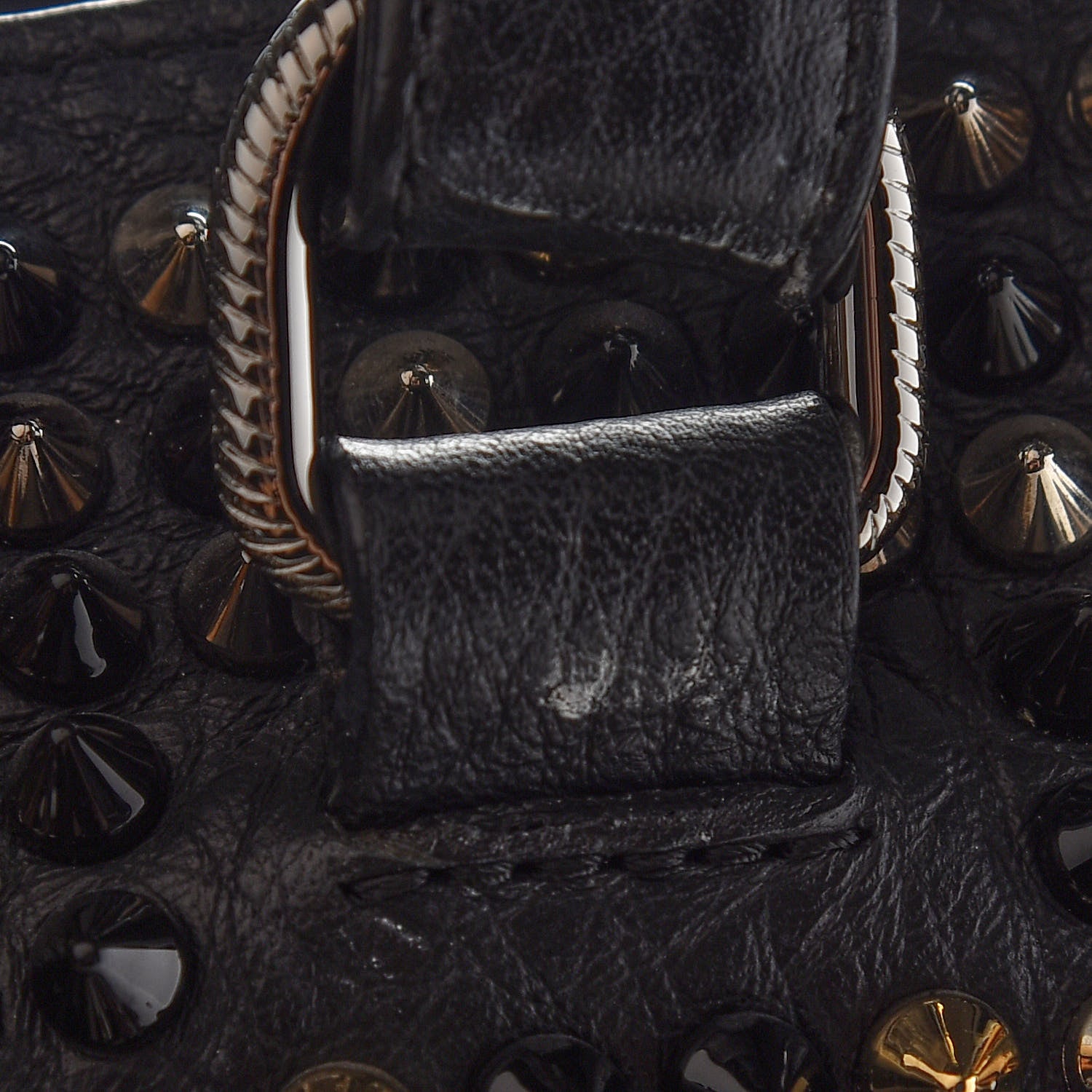 Christian Louboutin Calfskin Panettone Spiked Shopper Tote Black 12 of 13