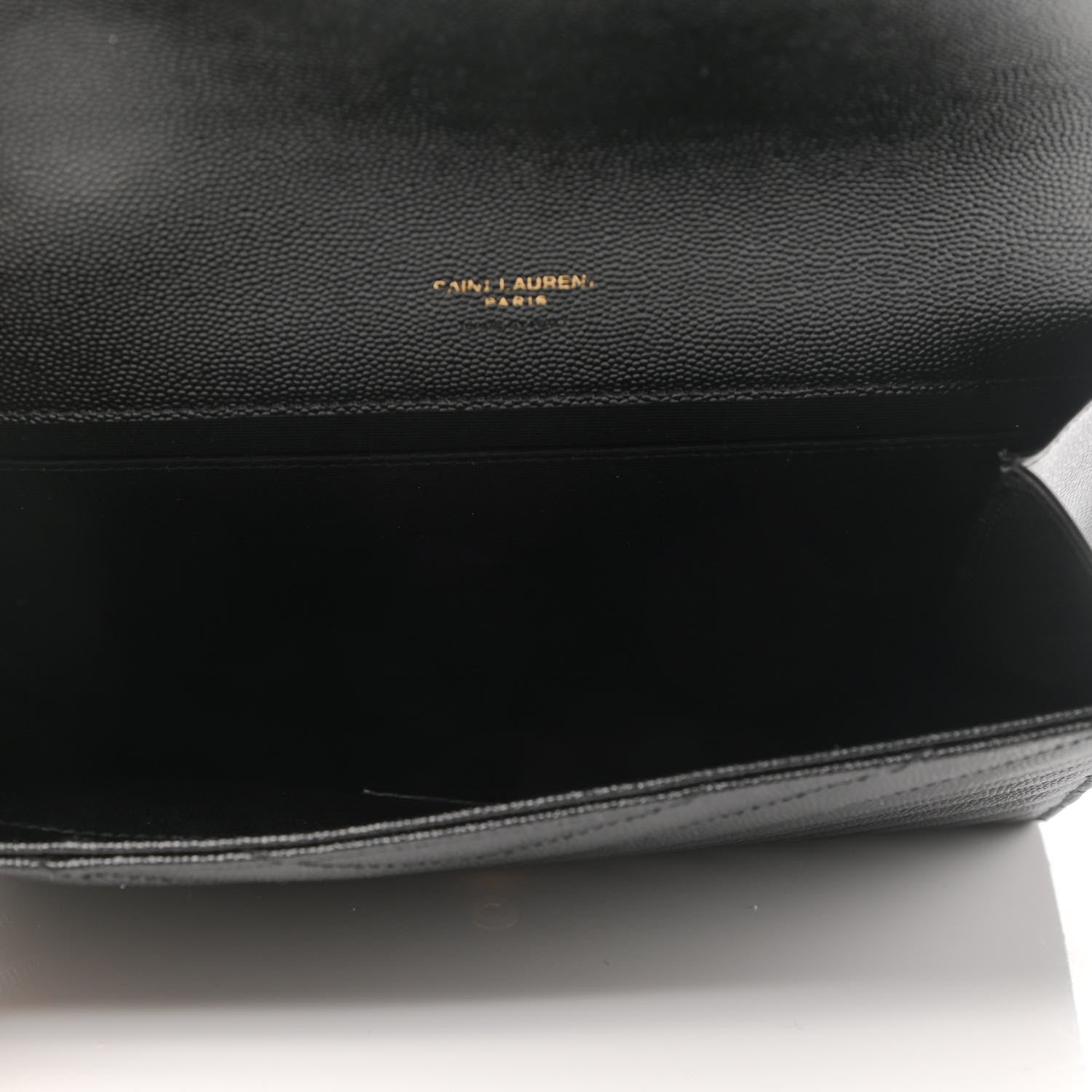Saint Laurent Grain De Poudre Matelasse Chevron Monogram Envelope Clutch Black 5 of 8