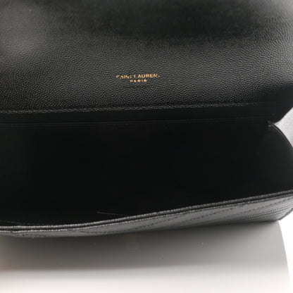 Saint Laurent Grain De Poudre Matelasse Chevron Monogram Envelope Clutch Black 5 of 8