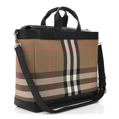 Burberry IP Check Nylon Calfskin Ormond Tote Bag Taupe Brown 3 of 9
