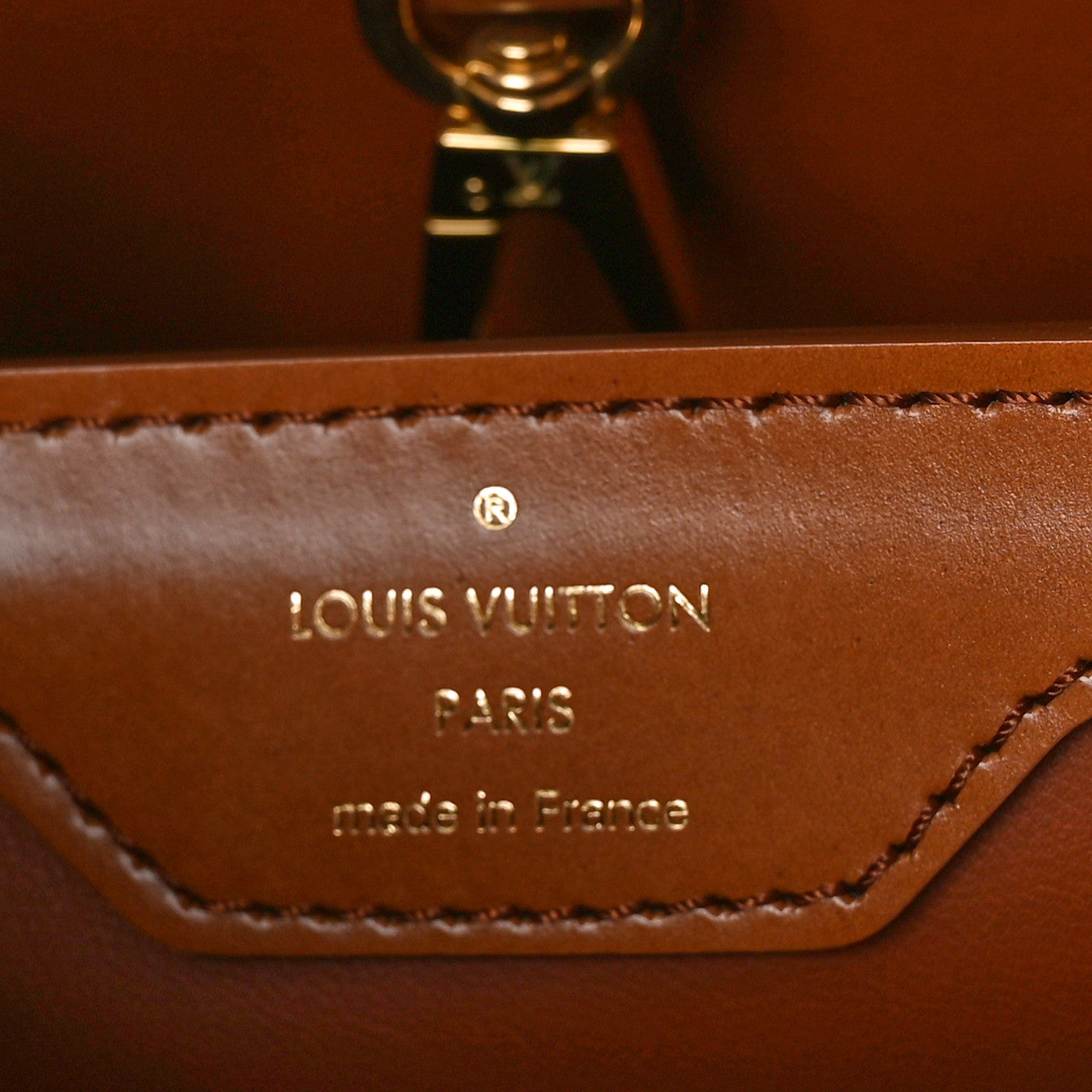 Calfskin Resin Capucines BB Smoked Tan