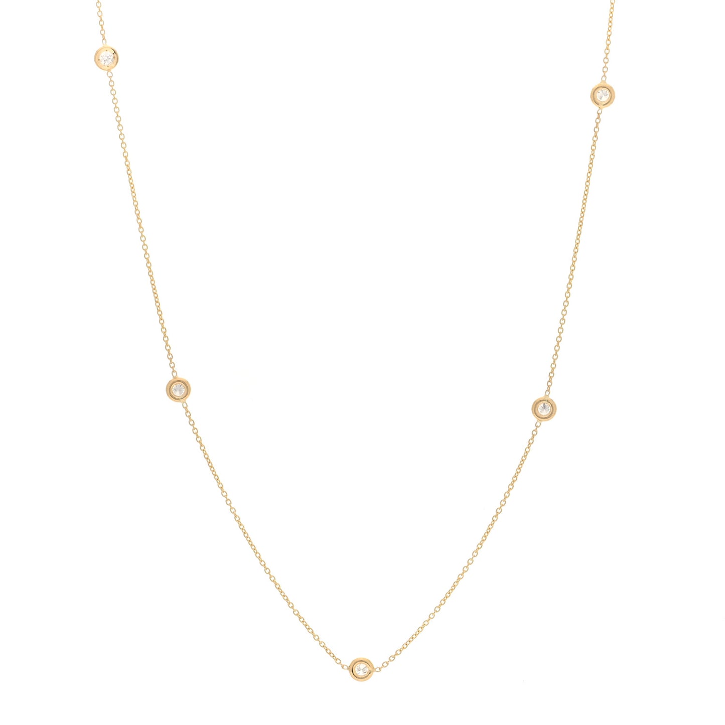 18K Yellow Gold Diamond .23ctw Diamonds By The Inch Five Station Necklace