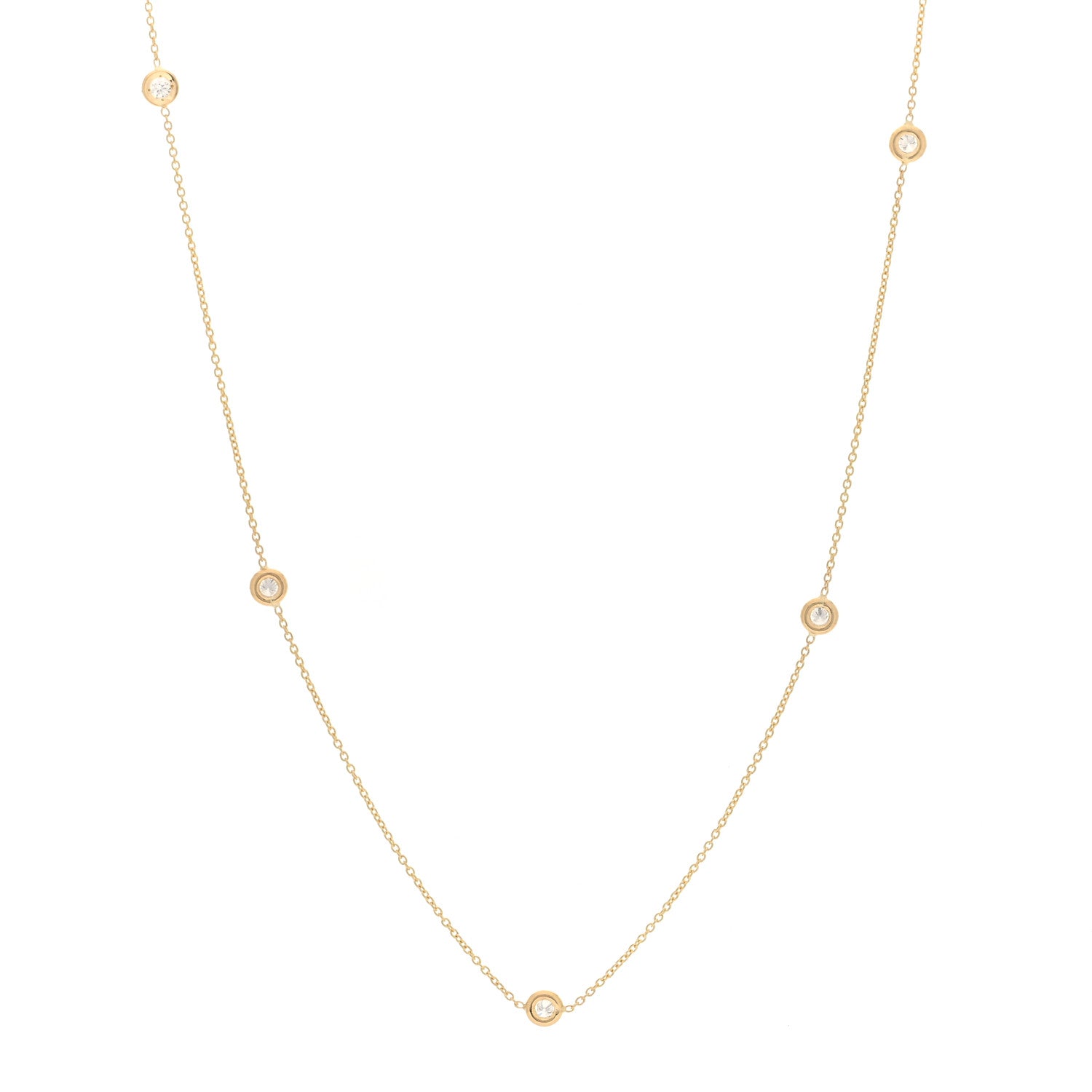 Roberto Coin 18K Yellow Gold Diamond .23ctw Diamonds By The Inch Five Station Necklace 1 of 5