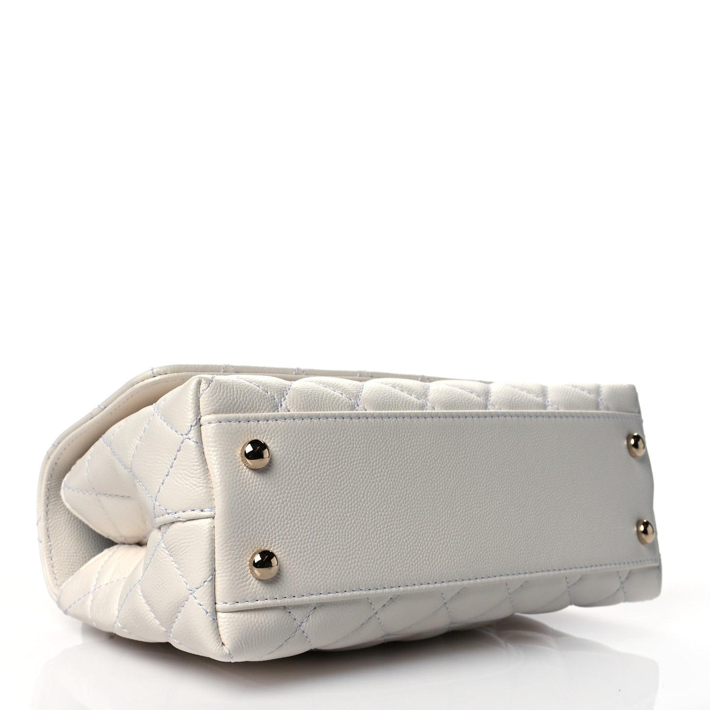 Caviar Quilted Mini Coco Handle Flap White