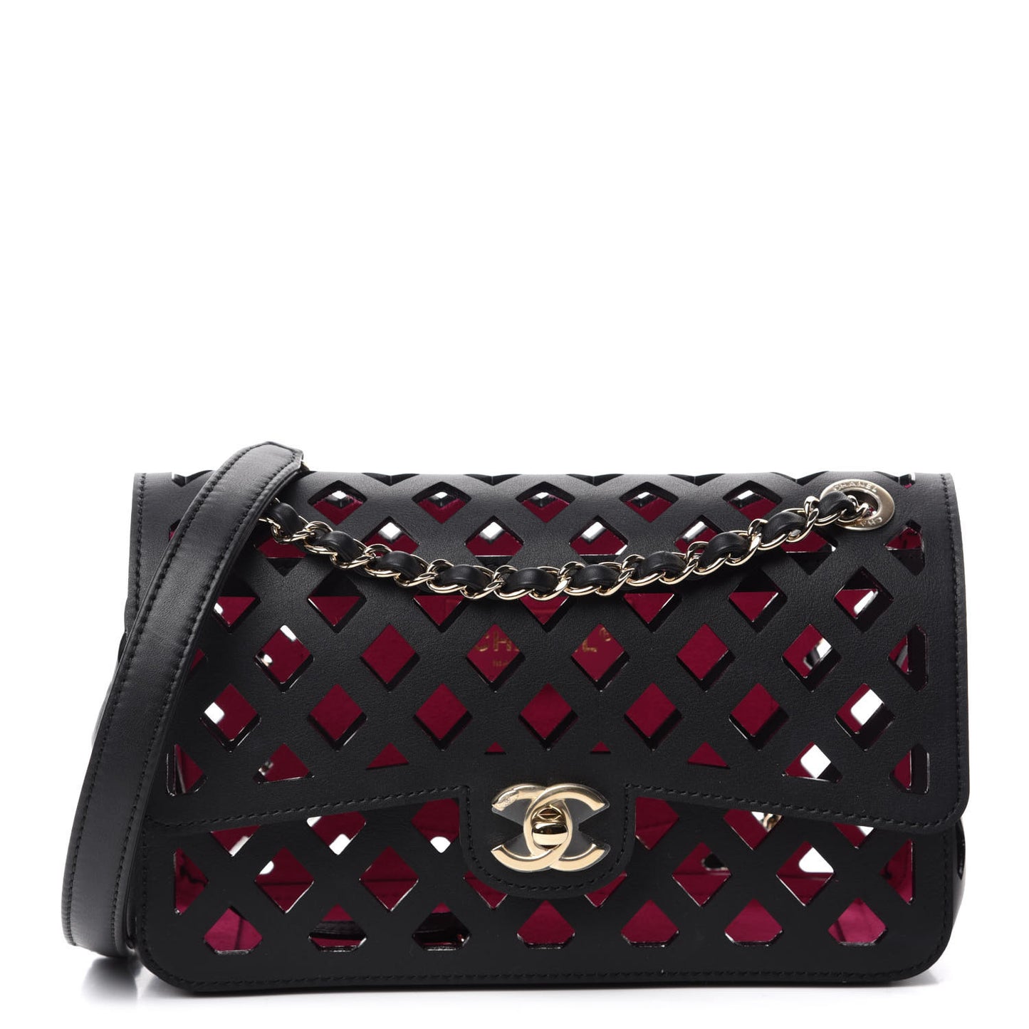 Lambskin Small Sea Through Flap Black