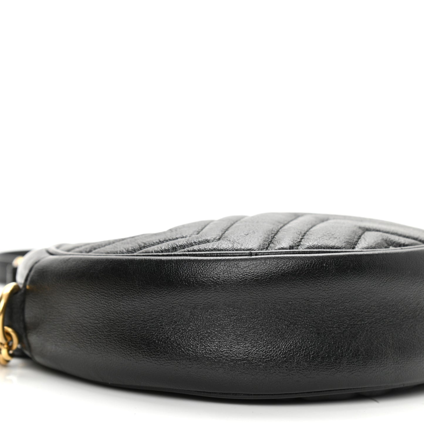 Azalea Calfskin Matelasse Heart Mini GG Marmont Round Shoulder Bag Black