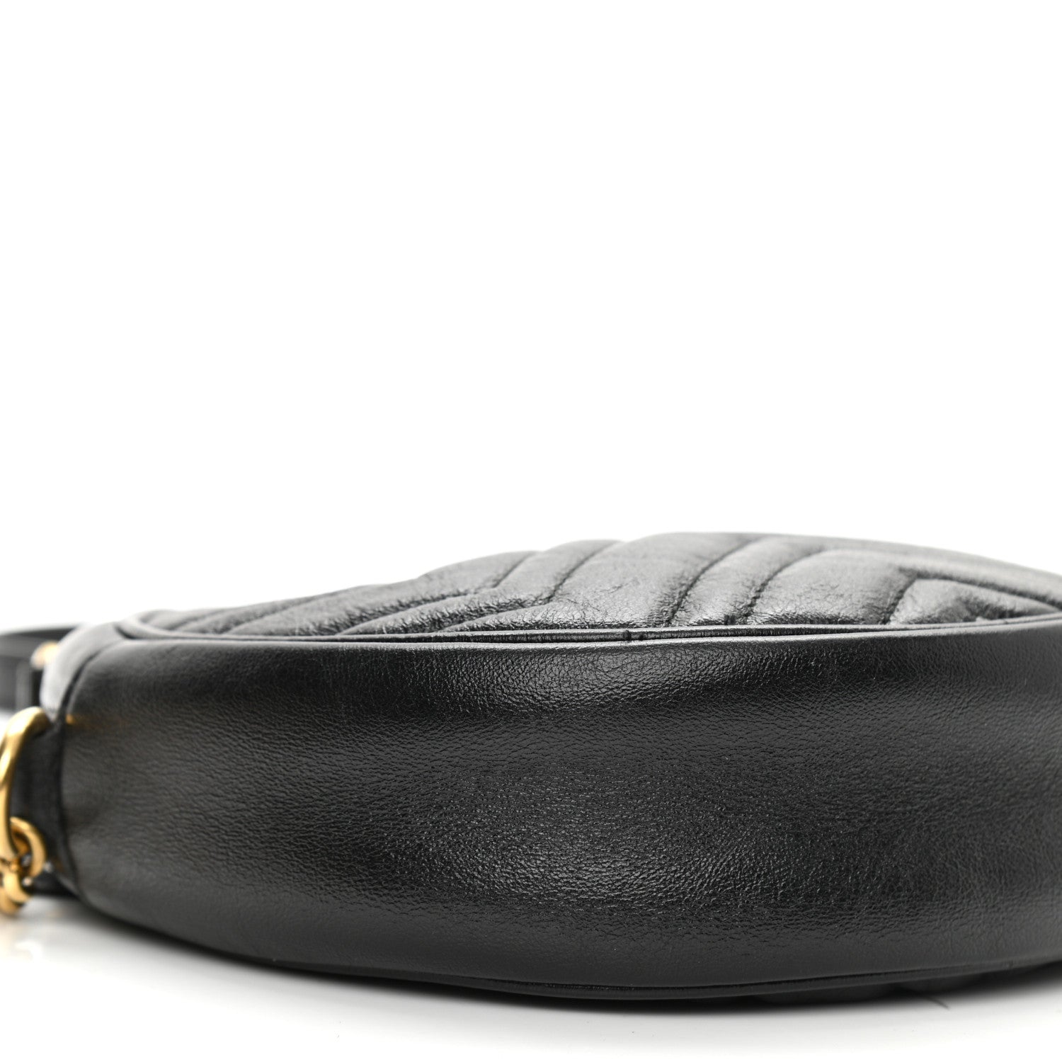 Gucci Azalea Calfskin Matelasse Heart Mini GG Marmont Round Shoulder Bag Black 7 of 7