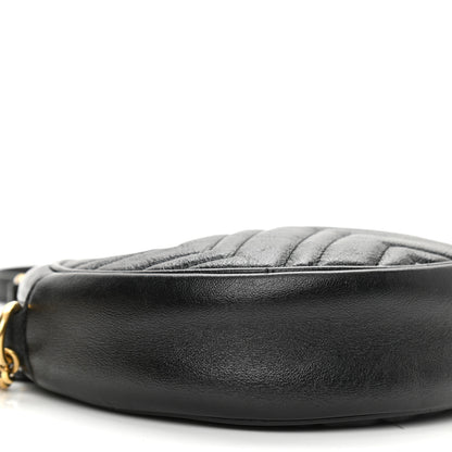 Gucci Azalea Calfskin Matelasse Heart Mini GG Marmont Round Shoulder Bag Black 7 of 7