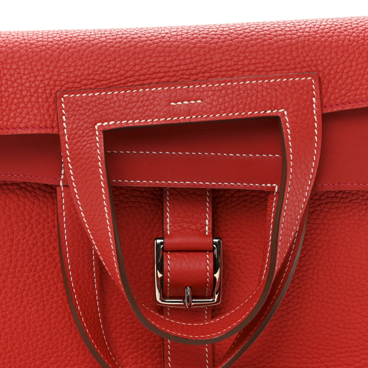 Hermes Taurillon Clemence Verso Halzan 31 GM Rouge Casaque Vermillion 8 of 11