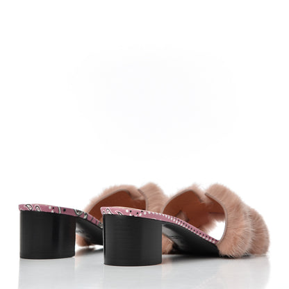 Hermes Mink Fur Oasis Sandals 37 Granit Pink 4 of 10