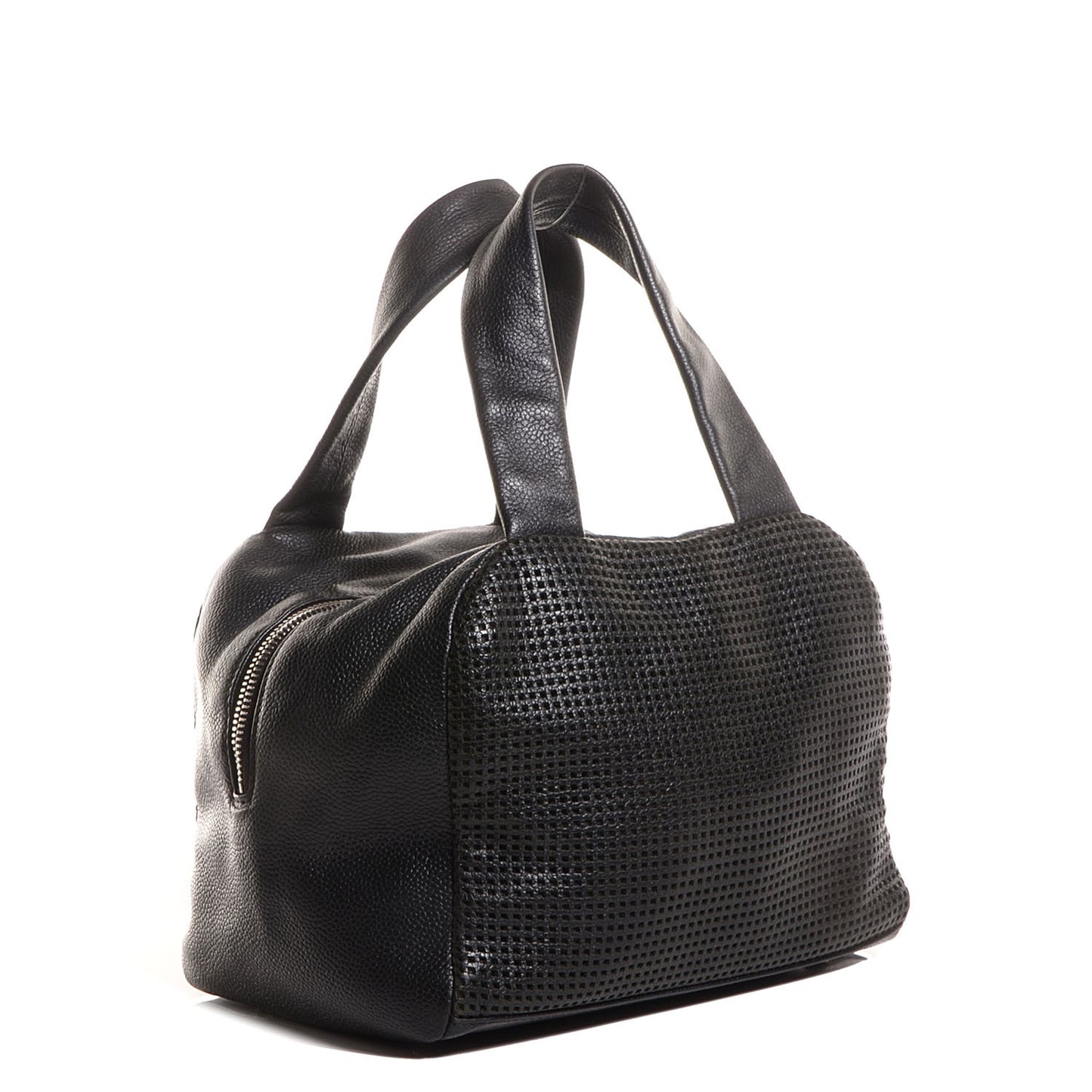 Leather Perforated Bowler Black